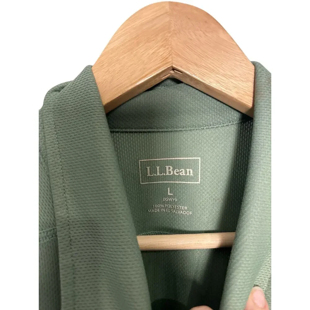 L.L.Bean Men's Green Half-Zip Performance Polo‎ Shirt L